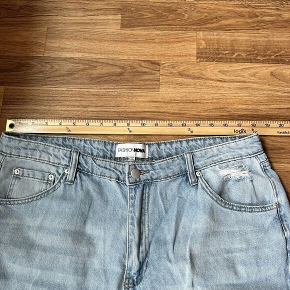 Fashion Nova Womens Straight Jeans Size 14 Plus Distressed High Rise Denim - Picture 8 of 11